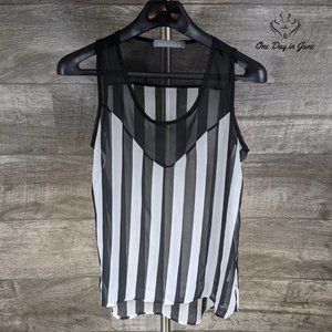 Finn & Clover Sheer Sleeveless Striped Top
